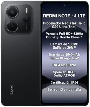 Smartphone Xiaomi Redmi Note 14 LTE Dual Sim 6.67" 6GB/128GB Negro (Global)