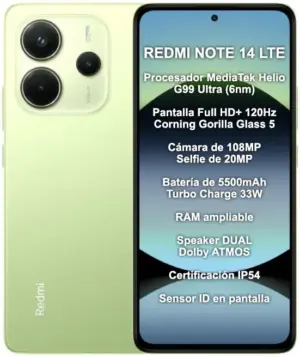 Smartphone Xiaomi Redmi Note 14 LTE Dual Sim 6.67" 8GB/256GB Verde (Global)