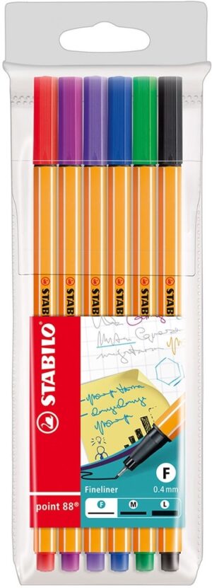 Bolígrafo Fineliner Stabilo Point 88  0.4 mm 88/6 - (6 Colores)