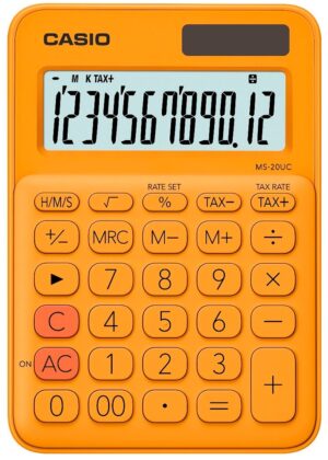 Calculadora Casio MS-20UC-RG (12 Dígitos) - Naranja