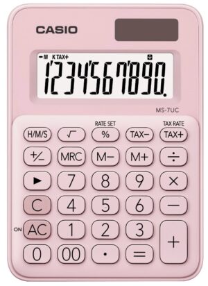 Calculadora Casio MS-7UC-LB (10 Dígitos) - Rosada
