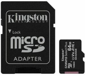 Memoria Micro SD Kingston 64GB Canvas Select Plus 2x1 100Mb/s