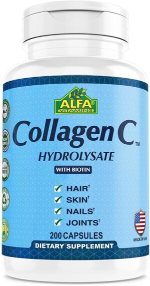 Alfa Vitamins Collagen C Hydrolysate With Biotin (200 Cápsulas)