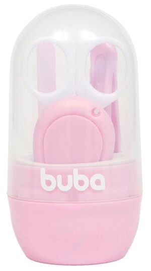 Kit Cuidado Tijera Corta Uñas Lija y Pinza Buba 09802 (Rosa)