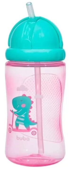 Botellita con pajita dino patineta Buba 13774 (Rosa)