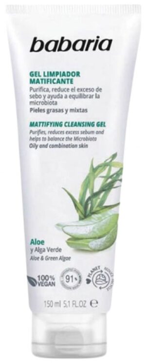 Gel limpiador matificante Babaria Aloe vera e Alga Verde - 150mL