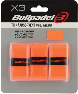 Overgrip Bullpadel Thin Absorvent para Raqueta - Naranja (3 Unidades)