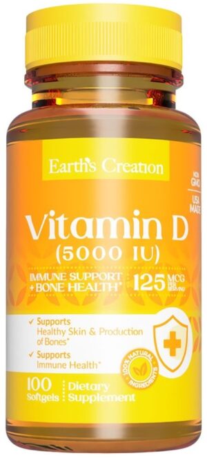 Earth's Creation Vitamin D Super Strength 5000 IU (100 Softgels)