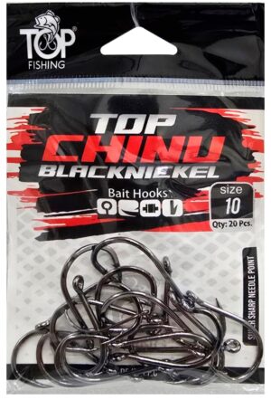 Anzuelo Top Fishing Chinu Black Nickel 10 con 20 pcs
