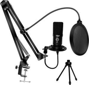 Micrófono Condensador Profesional RGB Satellite A-MK35 - Negro