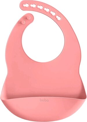 Babero con bolsa de silicona rosa Buba - 15640