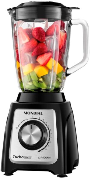 Licuadora Mondial Turbo Glass L-1400-GI 1400W de 12 Velocidades 220V/50-60Hz - Negro