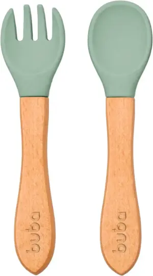 Kit Cubierto en Silicona y bambú Buba - 15827 Verde