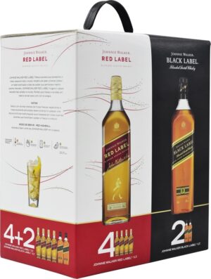 Kit Whisky Johnnie Walker Red Label 4x1L + Johnnie Walker Black Label 2x1L (6 unidades)