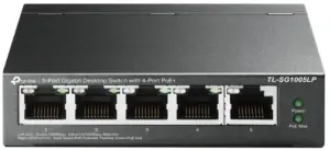 Hub Switch TP-Link TL-SG1005LP de 5 puertos a 10/100 Mbps con PoE+ de 5 puertos