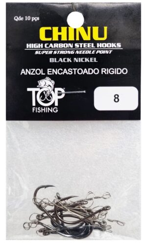 Anzuelo Top Fishing Chinu Encastoado Rigido 08 con 10 pcs