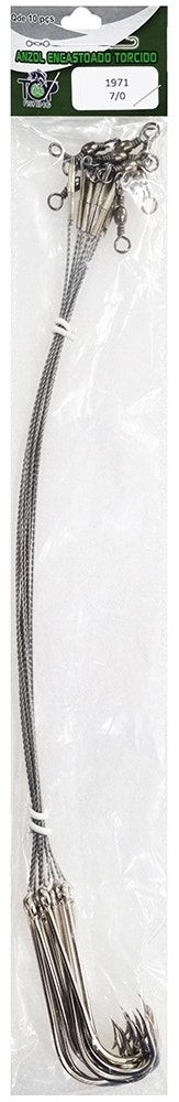 Anzuelo Top Fishing 1971 Encastoado Torcido 9/0 con 10 pcs