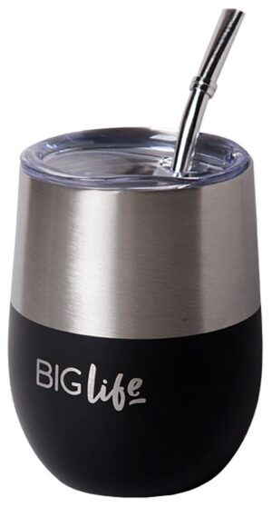 Guampa Térmica Big Life Cup 3 en 1 con Bombilla 350mL - Negro