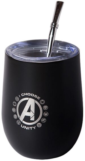 Guampa Térmica Big Life Avengers Cup 3 en 1 con Bombilla 350mL - Negro