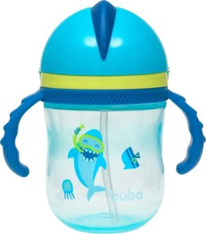 Vaso con asa y pajita azul - Buba 16940