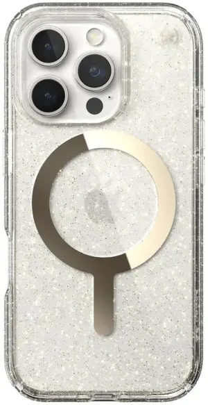 Funda para iPhone 16 Pro Speck Presidio Lux 150765-9221 Clear/Gold Glitter