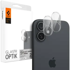 Protector de lente Spigen para cámara del iPhone 16/16 Plus Glass tR Optik AGL07923 (2 U)