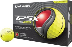 Pelota de Golf TaylorMade TP5X Hi-Vis - Amarillo (12 Unidades)