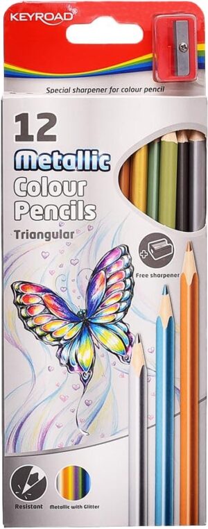 Lápices de Colores Metalicos Triangular Keyroad - KR971756 (12 Pzs)