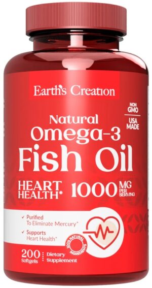 Earth's Creation Omega 3 Fish Oil 1000MG (200 Softgels)