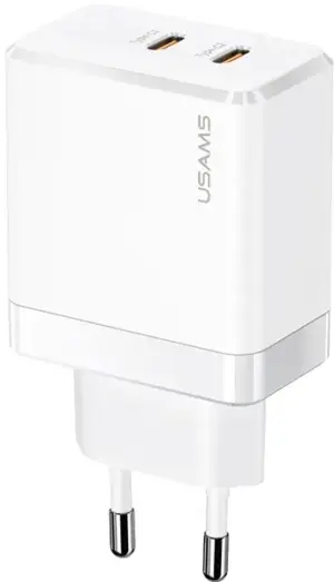 Cargador de Pared Usams 40W Dual Type-C Ports GaN Fast Charger US-CC172 - Blanco