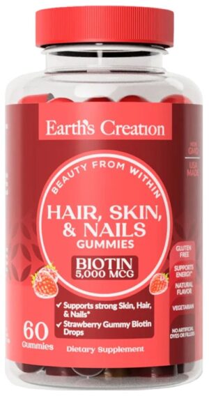 Earth's Creation Hair, Skin & Nails Biotin 500MCG (60 Gummies)