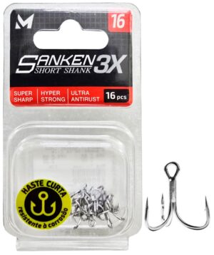 Anzuelo triple Marine Sports Sanken 3X 16 con 16 Pcs