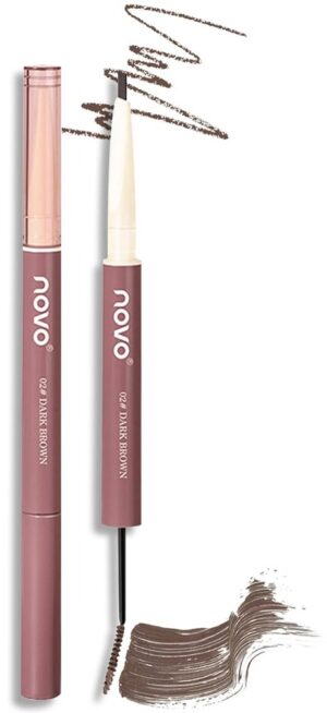 Lápiz de Cejas Novo Smooth Hold Double 02 Dark Brown - 0.152g