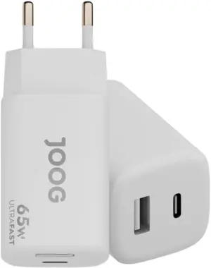 Cargador de Pared Joog PD Charger PD65W-JG 65W UltraFast USB-C + USB-A Anatel