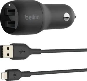 Carregador Veicular Belkin 20W CCD001BT1MBK USB-A/Lightning - Negro
