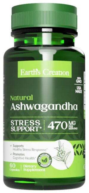 Earth's Creation Natural Ashwagandha 470MG (60 Cápsulas)