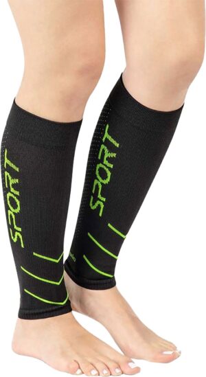 Media de Compresión para Pantorrilla Medivaric Sport - Negro/Verde (L)