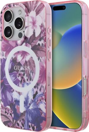 Funda Guess para iPhone 16 Pro GUHMP16LHJFMWLU - Flowers Pink