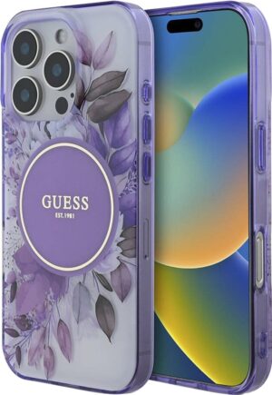 Capa Guess para iPhone 16 Pro GUHMP16LHFWBDCEU - Flowers Violet