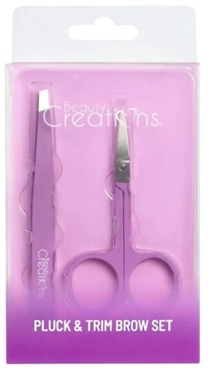 Tijera + Pinza Beauty Creations Pluck Trim Brow Set ELB2 - Purple