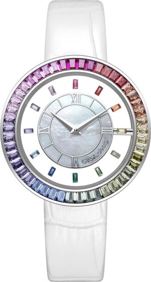 Reloj Femenino Ciga Design D022-SIRB-1WH Sparkle Collection Rainbow Bezel Quartz Watch
