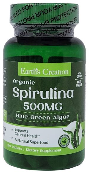 Earth's Creation Spirulina 500 MG Blue Green Algae (100 Tabletas)