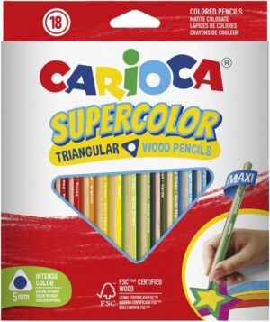 Lápices de Colores Carioca Supercolor Triangular - 44804  (18 colores)