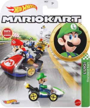 Autito Luigi Hot Wheels Mario Kart Mattel - GLP37
