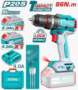 Taladro Atornillador Total TIDLI20868 20V (x2 Baterías)
