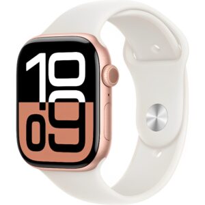 Apple Watch S10 caja de aluminio en rose y correa banda deportivo en color light blush 46 mm M/L MWWU3LW/A