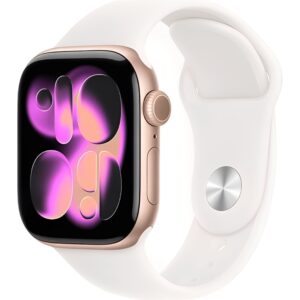 Apple Watch S11 caja de aluminio en rose gold y correa banda deportivo en color light blush 46 mm MEV74LW/A