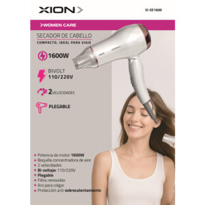 Secador de Pelo para Viaje Xion XI-SE1600 1600 W - White/Gold