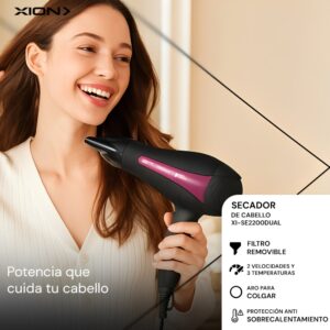 Secador de Pelo Xion XI-SE2200DUAL 2000 W - Black/Pink